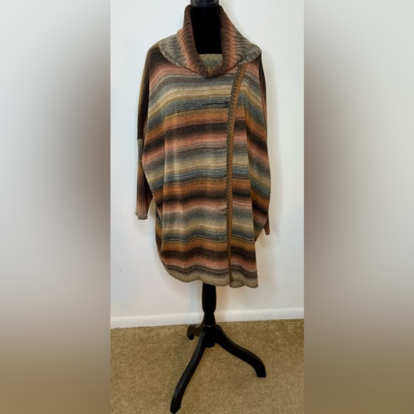 Anthropologie dor dor couture cowl neck poncho sweater autumn fall stripe L EUC - Picture 1 of 9